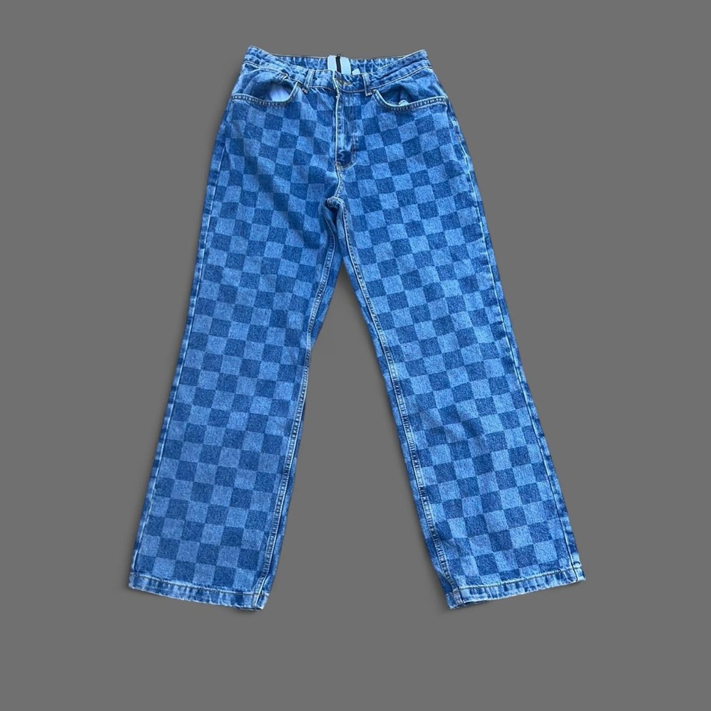 The Ragged Priest Women’s Blue Checkered Jeans, Size 28